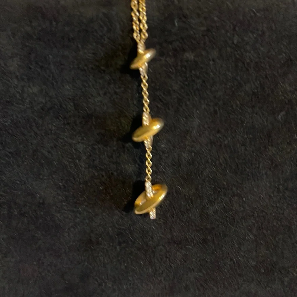 Movado 18k Gold & Diamond Triple Pendant Necklace - 16.5” - Picture 1 of 5